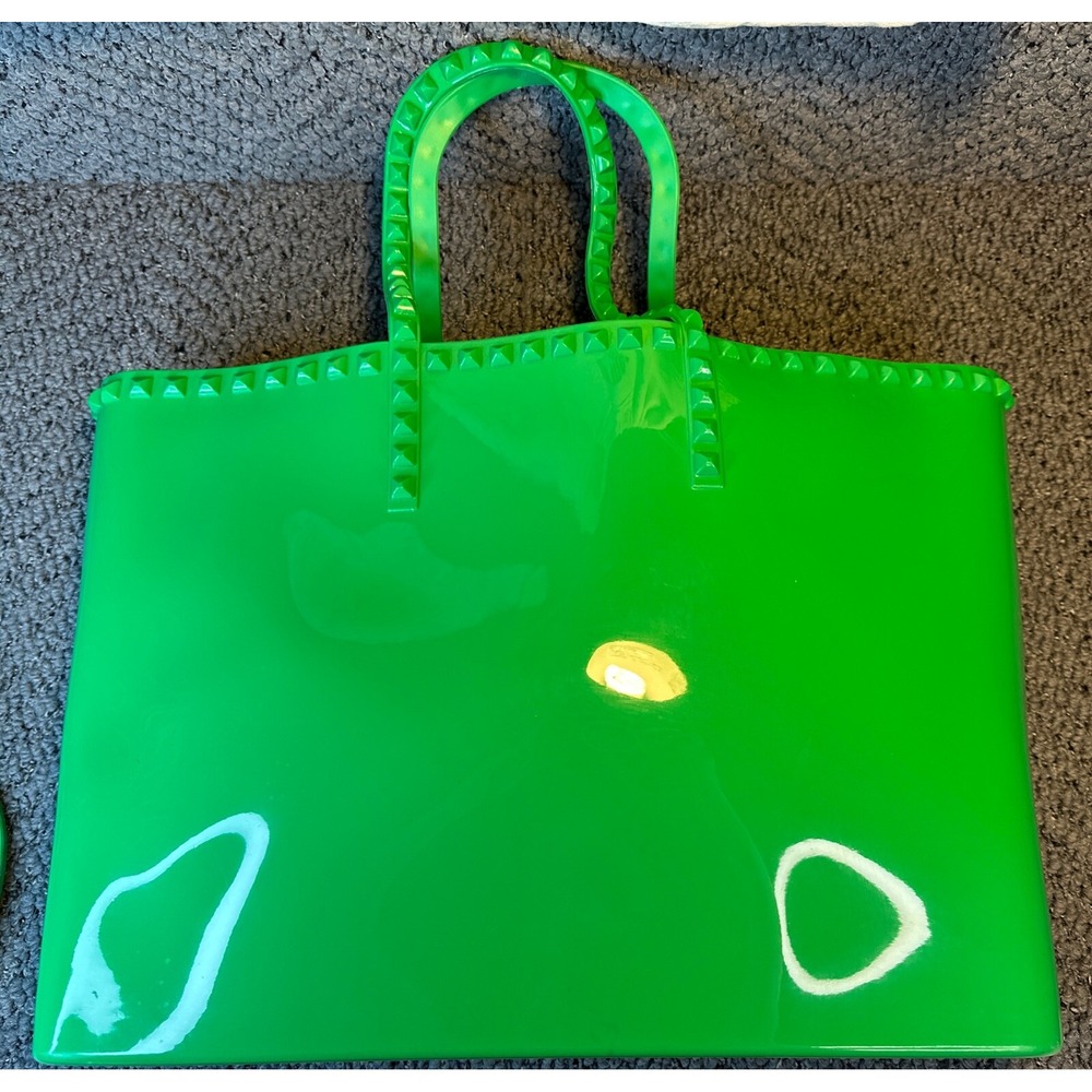 Carmen Sol Angelica Large Tote & Maria Flat Jelly Sandals 9 Italy‎ Green HTF EUC - Picture 6 of 14